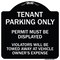Signmission Tenant Parking Display Permit Violators Towed Owner Expense Alum Sign, 18" L, 18" H, BW-1818-22826 A-DES-BW-1818-22826 - alternate 1